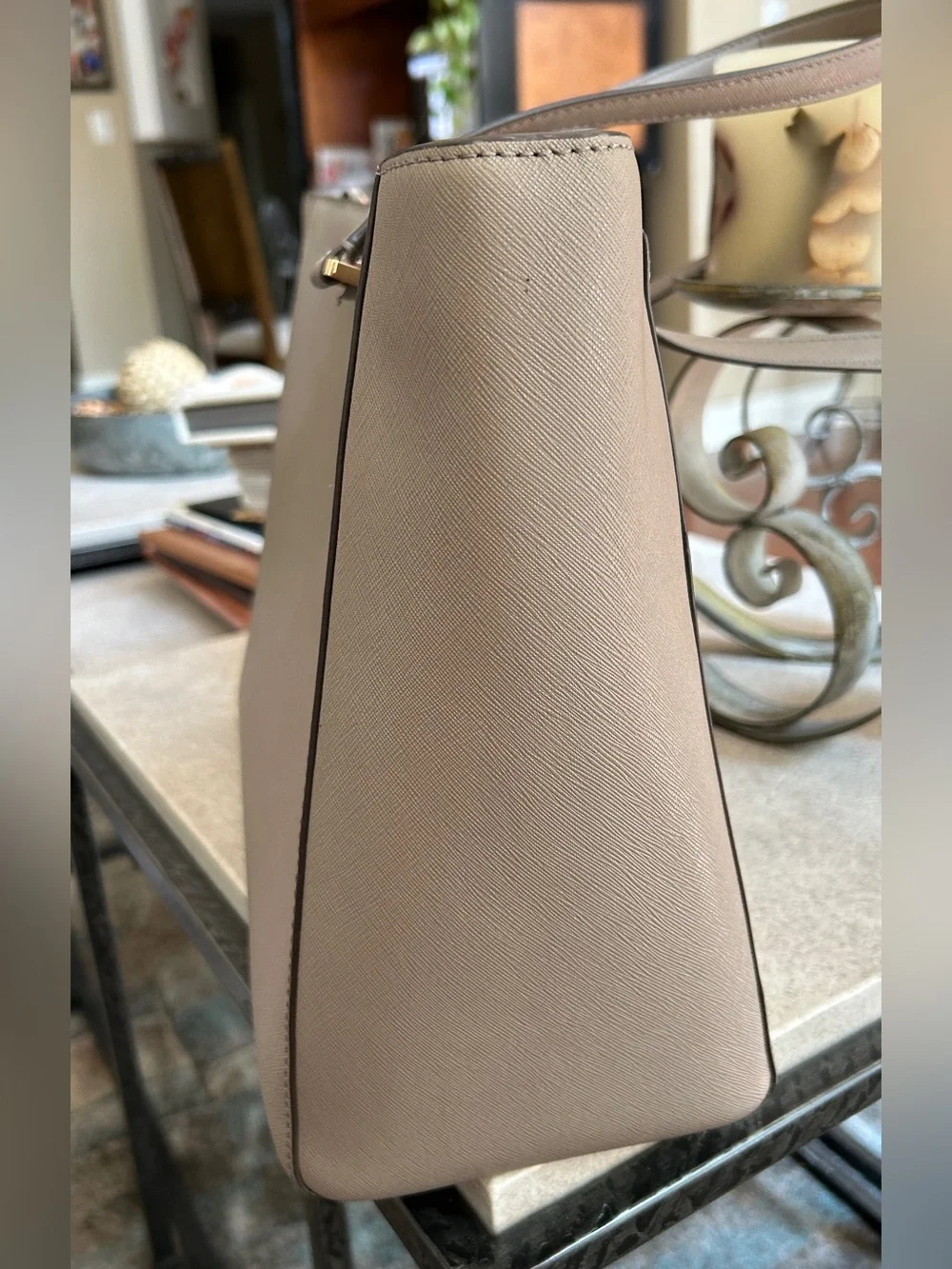 Tory Burch Large Taupe Leather Tote Shoulder Bag